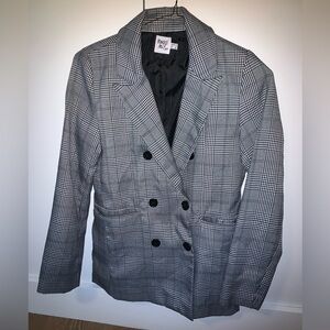 Princess Polly women’s Gray Plaid Double-Breasted Blazer size US 2